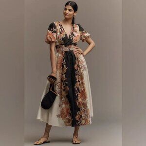 Anthropologie The @heynasreen Katerina Catalina Button-Front Maxi Dress🔥Small